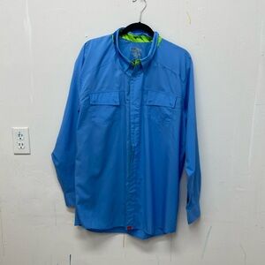 Classic Outdoors: Huk Blue Button-Up Fishing Shirt